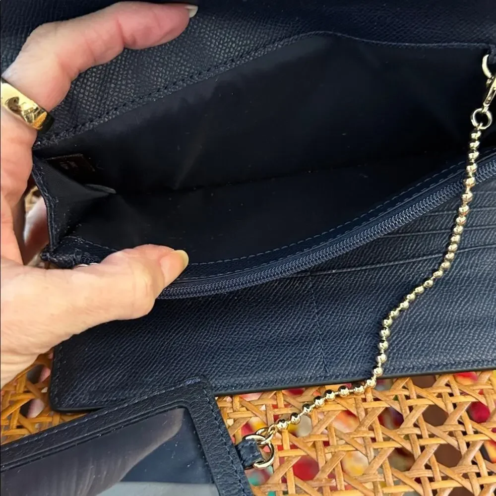 Coach Mid-Y2K Blue Pebbled Leather ID Strap Clutch Wallet